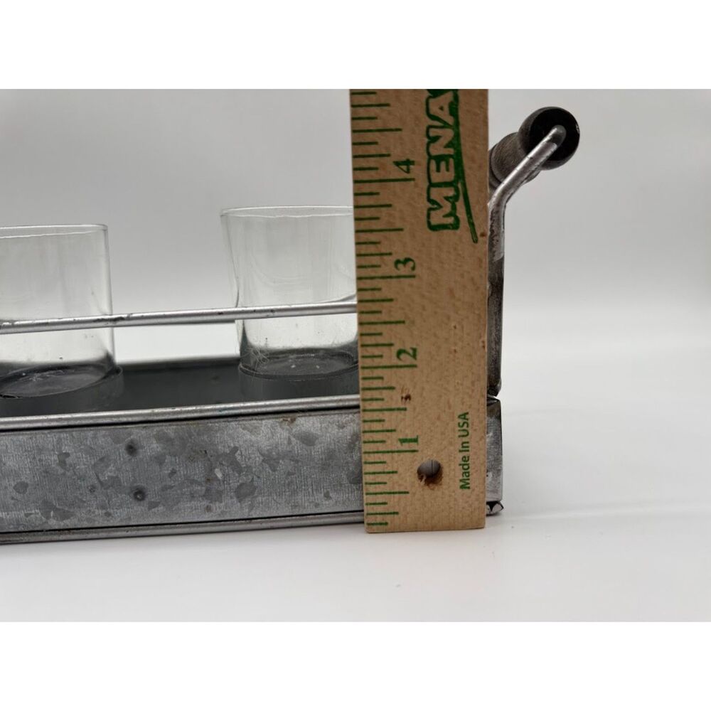 Metal tray with handles 3 votive candle holder decor - Picture 5 of 9